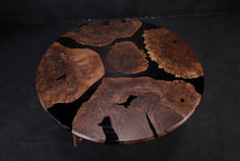 Walnut Burl Epoxy Resin Round Table Top, Black Epoxy | Walnut Wood Round Table | Burl Wood Epoxy Resin Table Top 48" Round