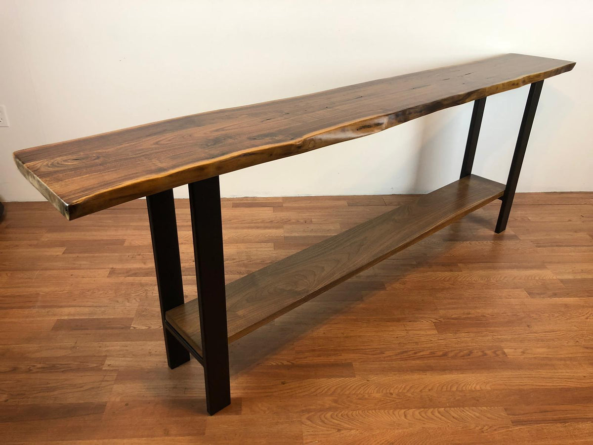 Live edge console table with shelf sale