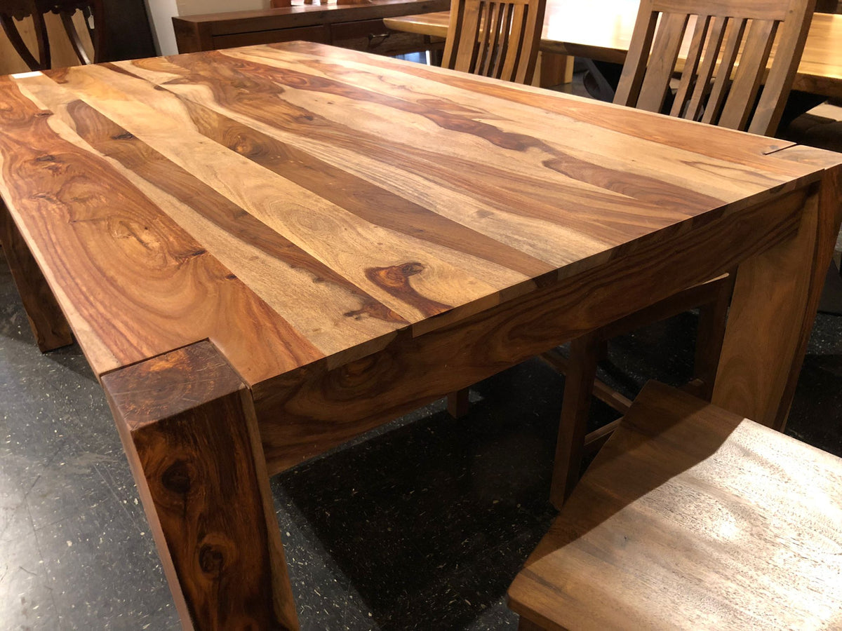 Indian rosewood dining table with corner post legs – R-Home Furniture