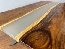 Epoxy resin rectangular coffee table from acacia wood with translucent epoxy resin 
