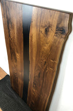 Live edge walnut wood coffee table top with black epoxy 60" x 30"