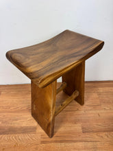 Aspen Solid Teak Saddle Counter Stool | Handcrafted Counter Height Stool | Modern Wooden Seating