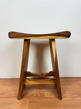 Aspen Solid Teak Saddle Counter Stool | Handcrafted Counter Height Stool | Modern Wooden Seating