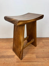 Aspen Solid Teak Saddle Counter Stool | Handcrafted Counter Height Stool | Modern Wooden Seating