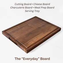Walnut Wood Cutting Board for Kitchen Meal Prep & Serving with Juice Groove, Reversible Wooden Chopping Board, Charcuterie Cheese Board 12x8