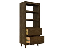 Savia Solid Wood Bookcase with Drawers | Organic Modern Bookshelf