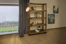 Parota Wood & Iron Bookcase | 4-Shelf Rustic Industrial Bookshelf