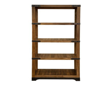 Parota Wood & Iron Bookcase | 4-Shelf Rustic Industrial Bookshelf