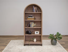 Natural Parota Mango Wood Arched Bookcase | 5-Shelf Solid Wood Bookshelf