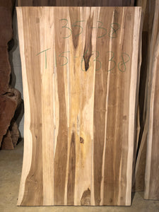Live edge teak wood dining table top 35-38" wide X 63" long T15-6338