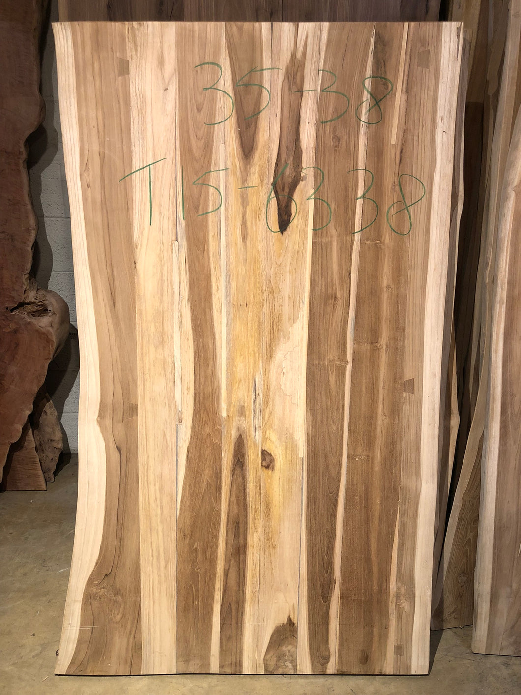 Live edge teak wood dining table top 35-38