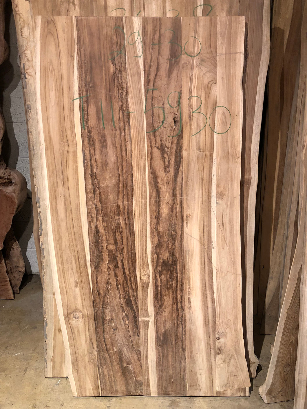 Live edge teak wood dining table top 29-30