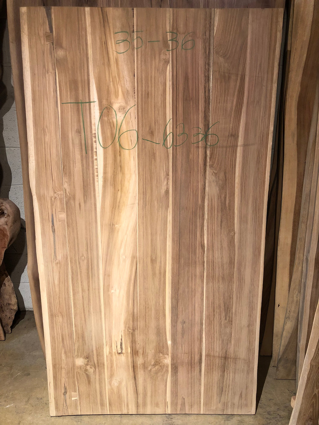 Live edge teak wood dining table top 35-36