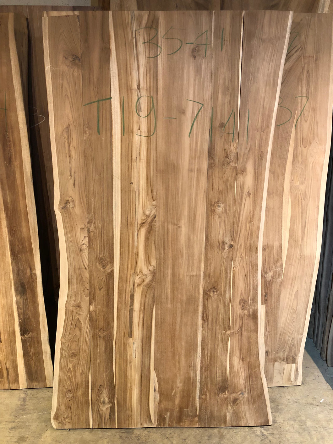 Live edge teak wood dining table top 35-41