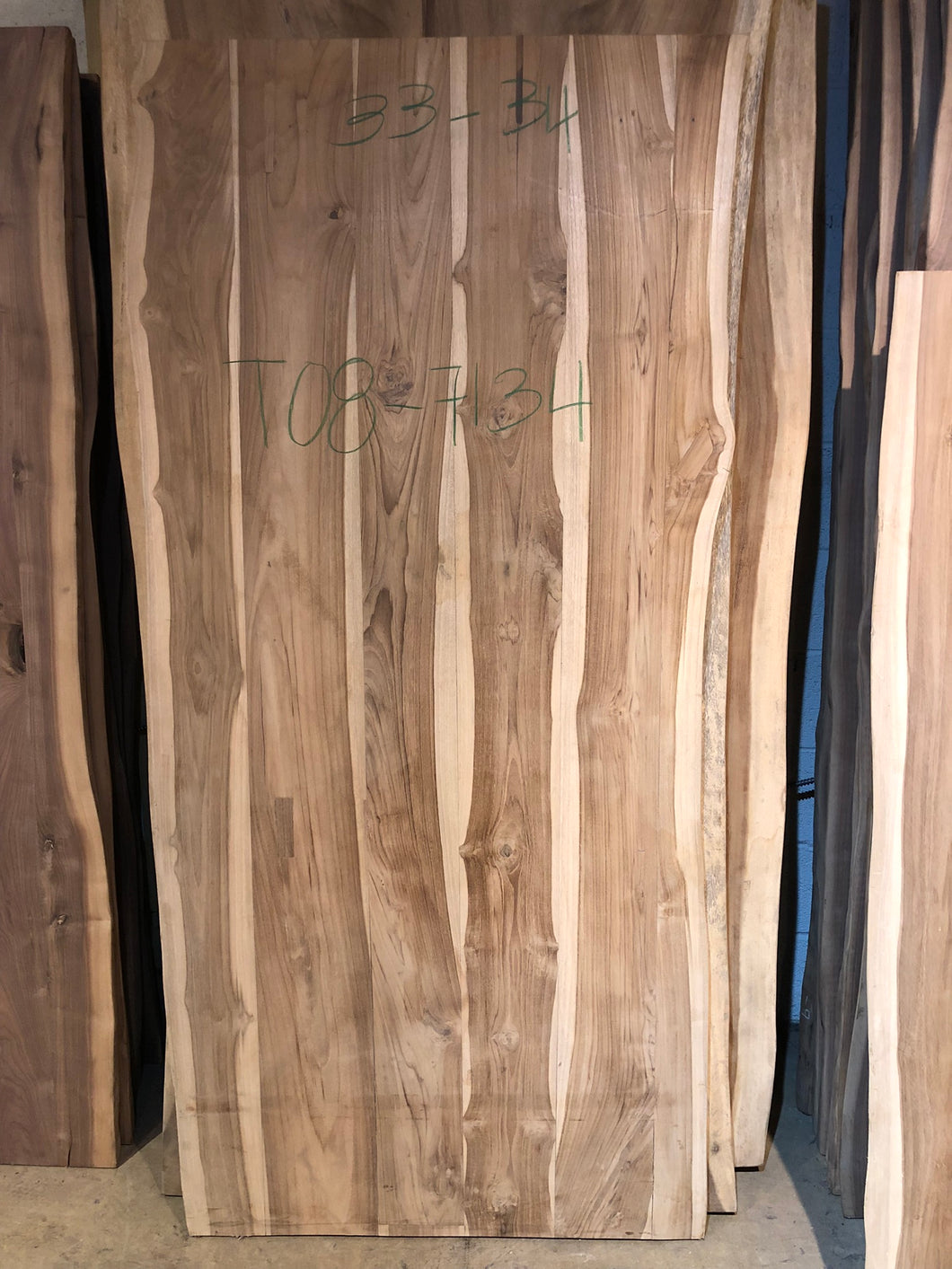 Live edge teak wood dining table top 33-34