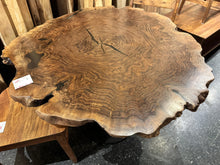 Live edge burl wood table top slab with natural grain pattern handmade in Alexandria Virginia
