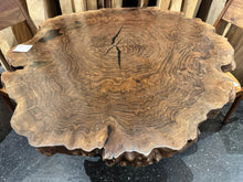 Live edge burl wood table top slab with natural grain pattern handmade in Alexandria Virginia