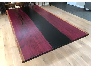 Live edge purple heart wood slab with epoxy