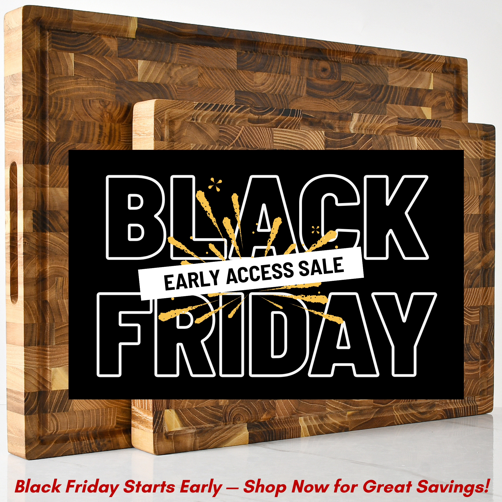 Teak Wood End Grain Cutting Board Set of 2 – Reversible Butcher Blocks for Chopping, Carving, Cheese & Charcuterie Serving