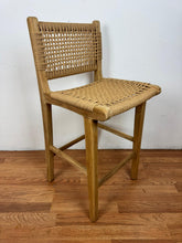 Sorrento Solid Teak Woven Counter Stool | Handwoven Rope Seat & Back | Natural Wood