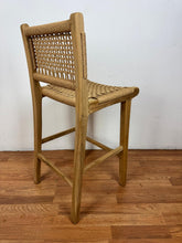Sorrento Solid Teak Woven Counter Stool | Handwoven Rope Seat & Back | Natural Wood
