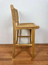 Sorrento Solid Teak Woven Counter Stool | Handwoven Rope Seat & Back | Natural Wood