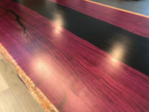 Live edge purple heart wood slab with epoxy