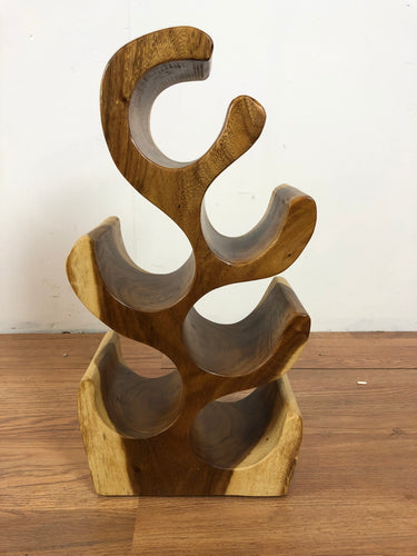 Acacia wood tabletop wine bottle rack / holder 6-bottle