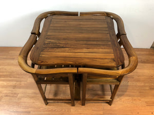 Butterfly teak wood dining table and chairs set in Counter Height / Bar Height