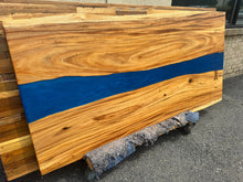 Live Edge Acacia Wood & River Blue Epoxy Dining Table Top – Handmade in Alexandria, VA FA53-7939 Live edge acacia wood 79"x39"