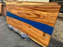 Live Edge Acacia Wood & River Blue Epoxy Dining Table Top – Handmade in Alexandria, VA FA53-7939 Live edge acacia wood 79"x39"