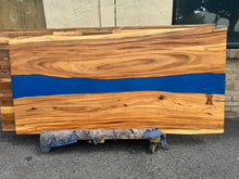 Live Edge Acacia Wood & River Blue Epoxy Dining Table Top – Handmade in Alexandria, VA FA53-7939 Live edge acacia wood 79"x39"