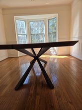 Live edge acacia wood slab dining table