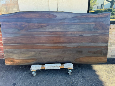 Live Edge Indian Rosewood Dining Table Top 82x40 – Handcrafted Dark Walnut Stain Solid Wood Slab for Luxury Dining Room
