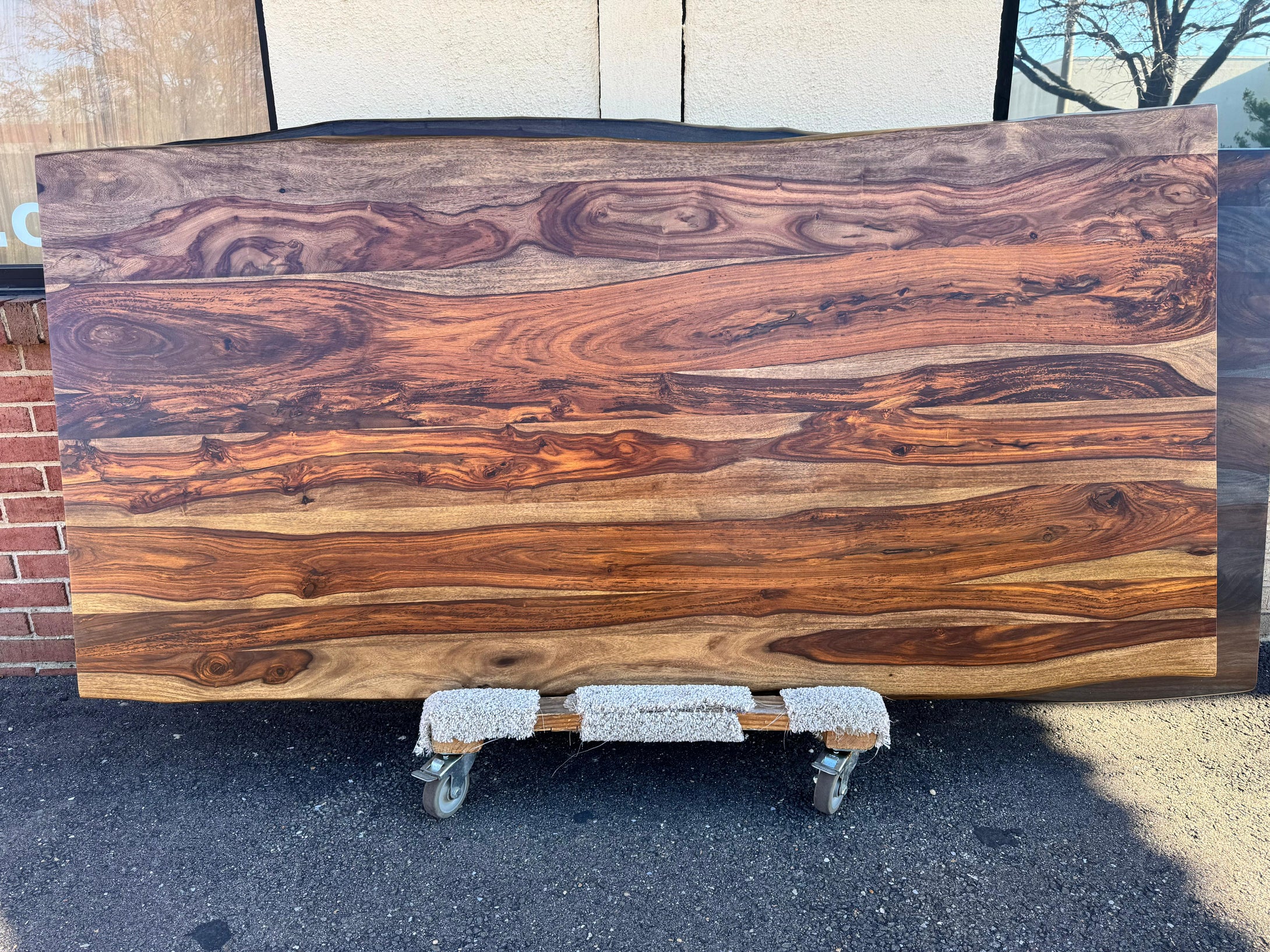 Live Edge Indian Rosewood Dining Table Top 82x40 – Natural Finish Solid Sheesham Wood Slab for Luxury Modern & Rustic Dining Rooms