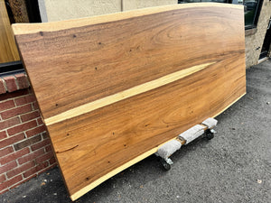 Live Edge Acacia Wood Bookmatched Dining Table Top – 99″ × 48″ | Solid Acacia Slabs with Natural Edge Finish FA43-9948