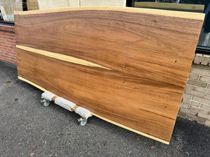 Live Edge Acacia Wood Bookmatched Dining Table Top – 99″ × 48″ | Solid Acacia Slabs with Natural Edge Finish FA43-9948