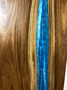 Live edge acacia wood table or desk top with blue river epoxy 72” x 32" x 1.5"