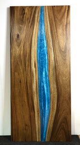 Live edge acacia wood table or desk top with blue river epoxy 72” x 32" x 1.5"