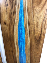 Live edge acacia wood table or desk top with blue river epoxy 72” x 32" x 1.5"