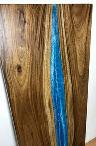 Live edge acacia wood table or desk top with blue river epoxy 72” x 32" x 1.5"