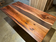Live edge acacia coffee table top with clear epoxy