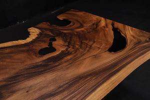 Acacia Wood Dining Table Top, Opaque Black Epoxy | Epoxy River Table | Live Edge Wood Epoxy Resin Table Top 98" x 40"
