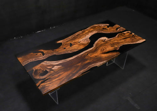 Live Edge Dining Table Top, Black Epoxy | Epoxy River Table | Live Edge Epoxy Resin Table Top 84.5