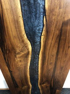 Live edge walnut wood table or desk top with onyx river epoxy 60" x 30"
