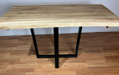 Square pedestal metal base for dining table