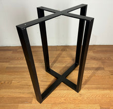 Square pedestal metal base for dining table