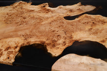 Live Edge Burl Wood Dining Table Top, Opaque Black Epoxy | Burl Wood Epoxy River Table | Live Edge Burl Wood Epoxy Resin Table Top 82.5" x 40"