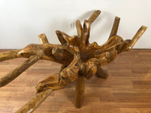 Teak root wood rectangular dining table with beveled glass top 60"