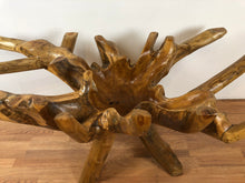 Teak root wood rectangular dining table with beveled glass top 60"
